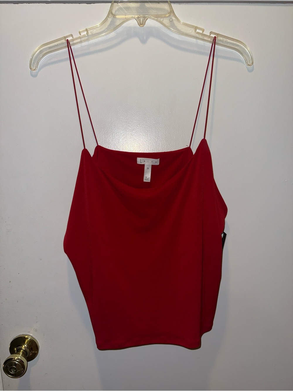 Leith Red Bungee Spaghetti‑Strap Tank Top
